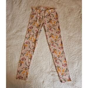 Floral Ribbed Leggings Size 12 Soft Stretchy Knit Spring Flowers By Sunset Sky
